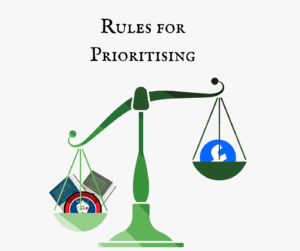 Scales showing Swordschool.com and two of Guy Windsor's books outweighing the Facebook icon. Rules for Prioritising text above.