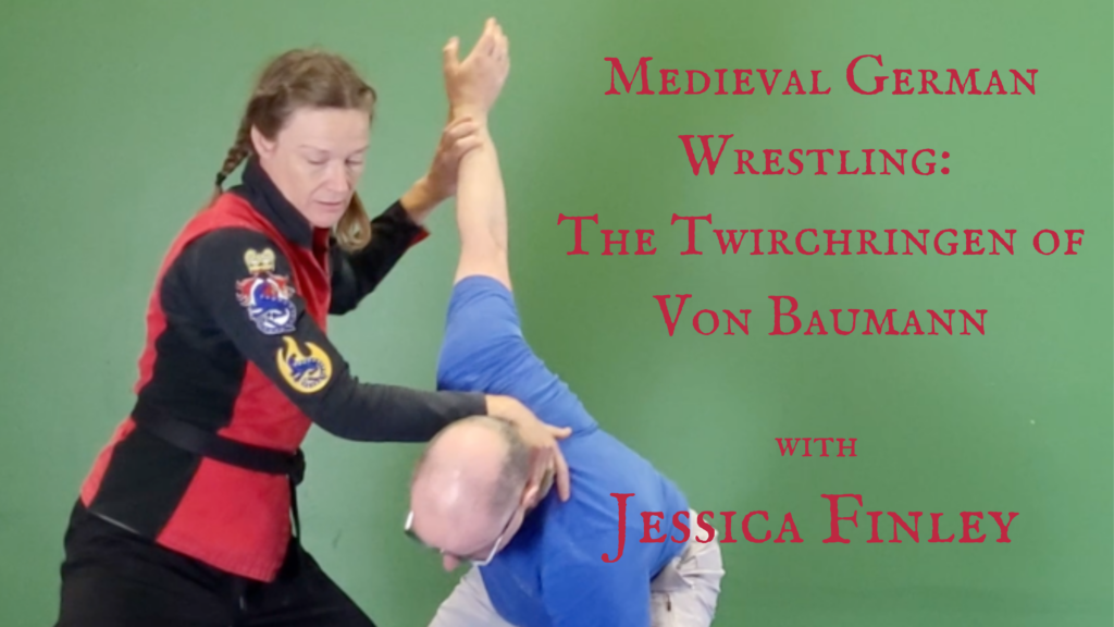 Jessica Finley throwing Guy Windsor with a twirchringen from Von Baumann. Medieval german wrestling for the win!